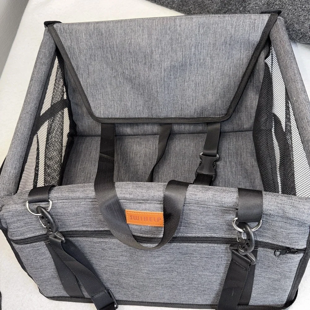 SWIHELP Pet Car Booster Seat Gray Travel Carrier Dog Cat Safety Seat 17